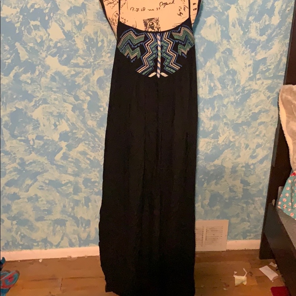 Long black spaghetti strap dress